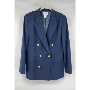Vintage Pendleton 100% Virgin Wool Navy Blazer Womens Size 14-Made in the USA